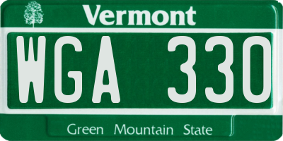 VT license plate WGA330