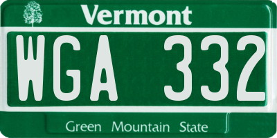 VT license plate WGA332