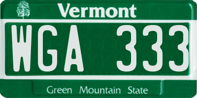 VT license plate WGA333