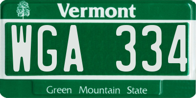 VT license plate WGA334