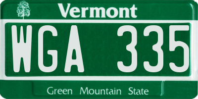 VT license plate WGA335