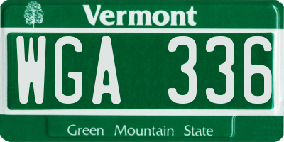 VT license plate WGA336