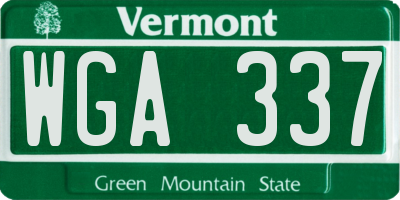 VT license plate WGA337