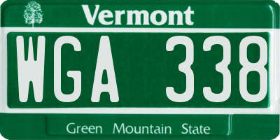 VT license plate WGA338