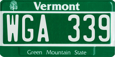 VT license plate WGA339