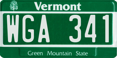 VT license plate WGA341