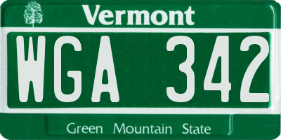 VT license plate WGA342