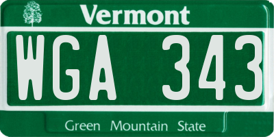 VT license plate WGA343