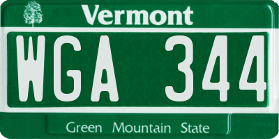 VT license plate WGA344
