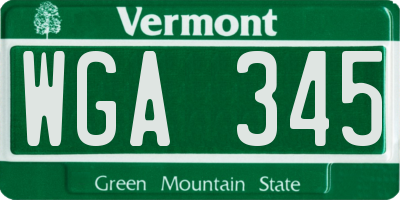 VT license plate WGA345