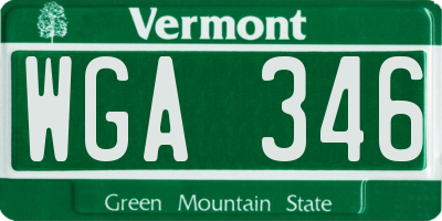 VT license plate WGA346