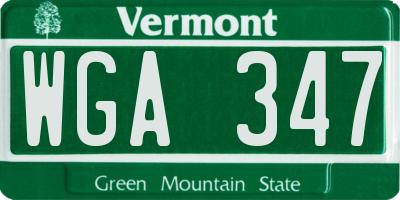 VT license plate WGA347