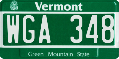 VT license plate WGA348