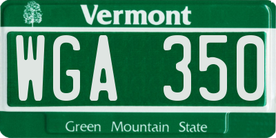 VT license plate WGA350