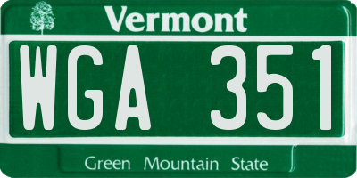 VT license plate WGA351