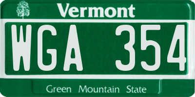 VT license plate WGA354
