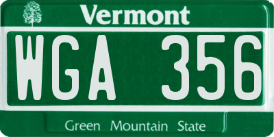 VT license plate WGA356
