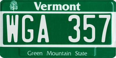 VT license plate WGA357