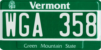 VT license plate WGA358