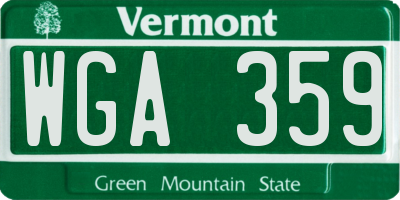 VT license plate WGA359