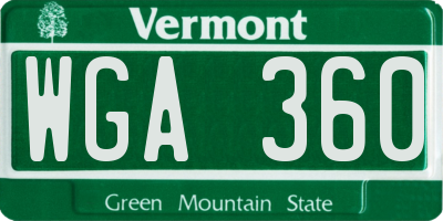 VT license plate WGA360