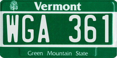 VT license plate WGA361