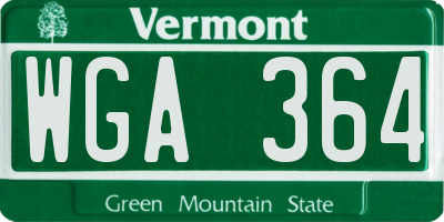 VT license plate WGA364