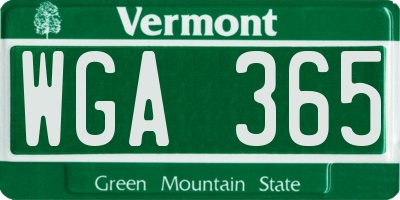 VT license plate WGA365