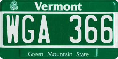 VT license plate WGA366