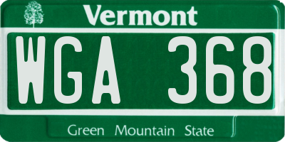 VT license plate WGA368