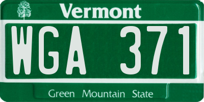 VT license plate WGA371