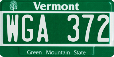 VT license plate WGA372