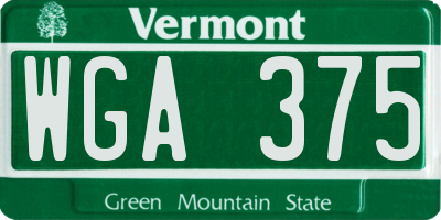 VT license plate WGA375