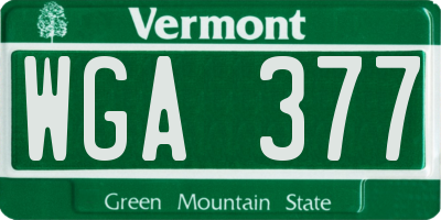 VT license plate WGA377