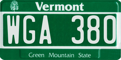 VT license plate WGA380