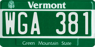 VT license plate WGA381