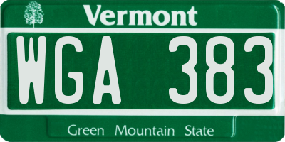 VT license plate WGA383