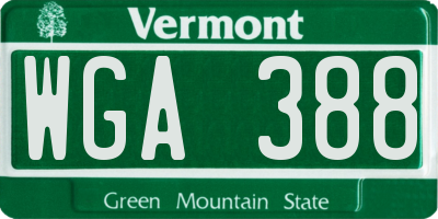 VT license plate WGA388