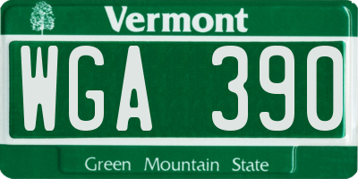 VT license plate WGA390