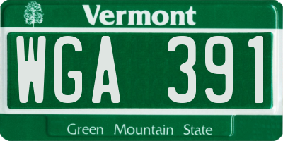 VT license plate WGA391