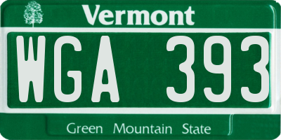VT license plate WGA393