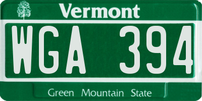 VT license plate WGA394