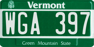 VT license plate WGA397