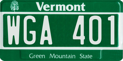 VT license plate WGA401