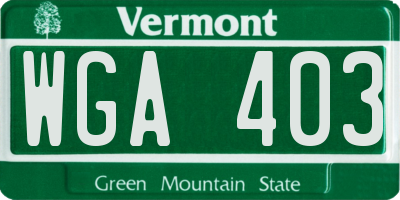 VT license plate WGA403