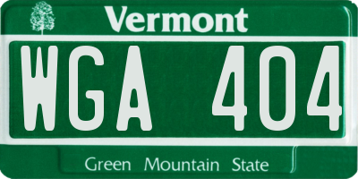 VT license plate WGA404