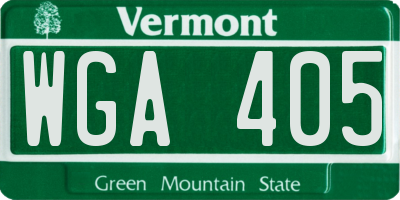 VT license plate WGA405