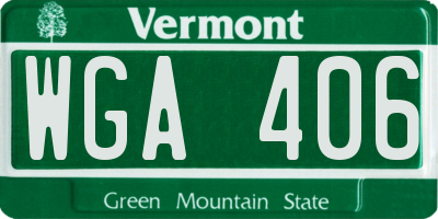 VT license plate WGA406