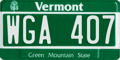 VT license plate WGA407