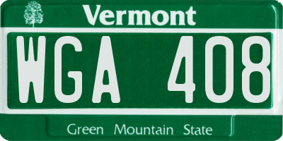 VT license plate WGA408